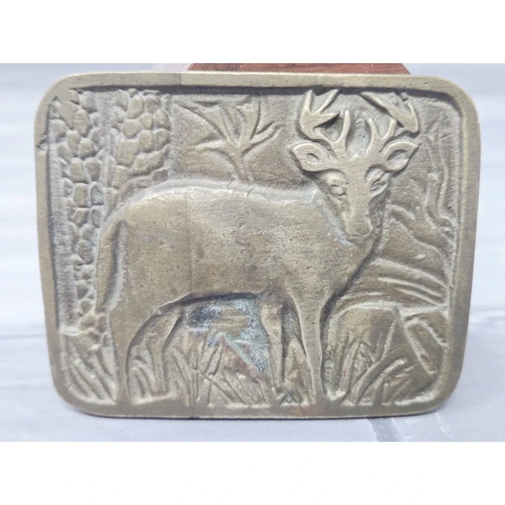 Buck Deer Brass Belt‎ Buckle Vintage Hunting Buckle